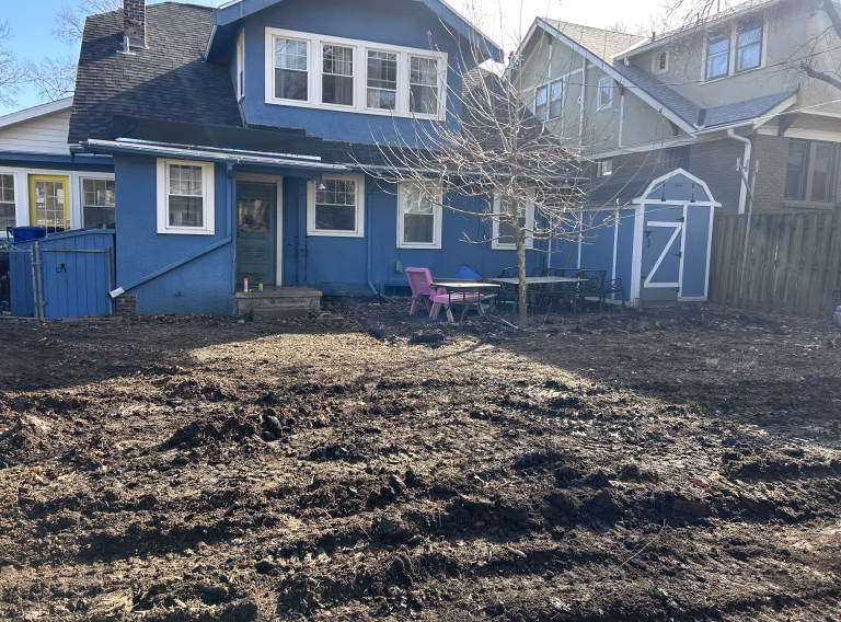 Before: bare ground across the yard.